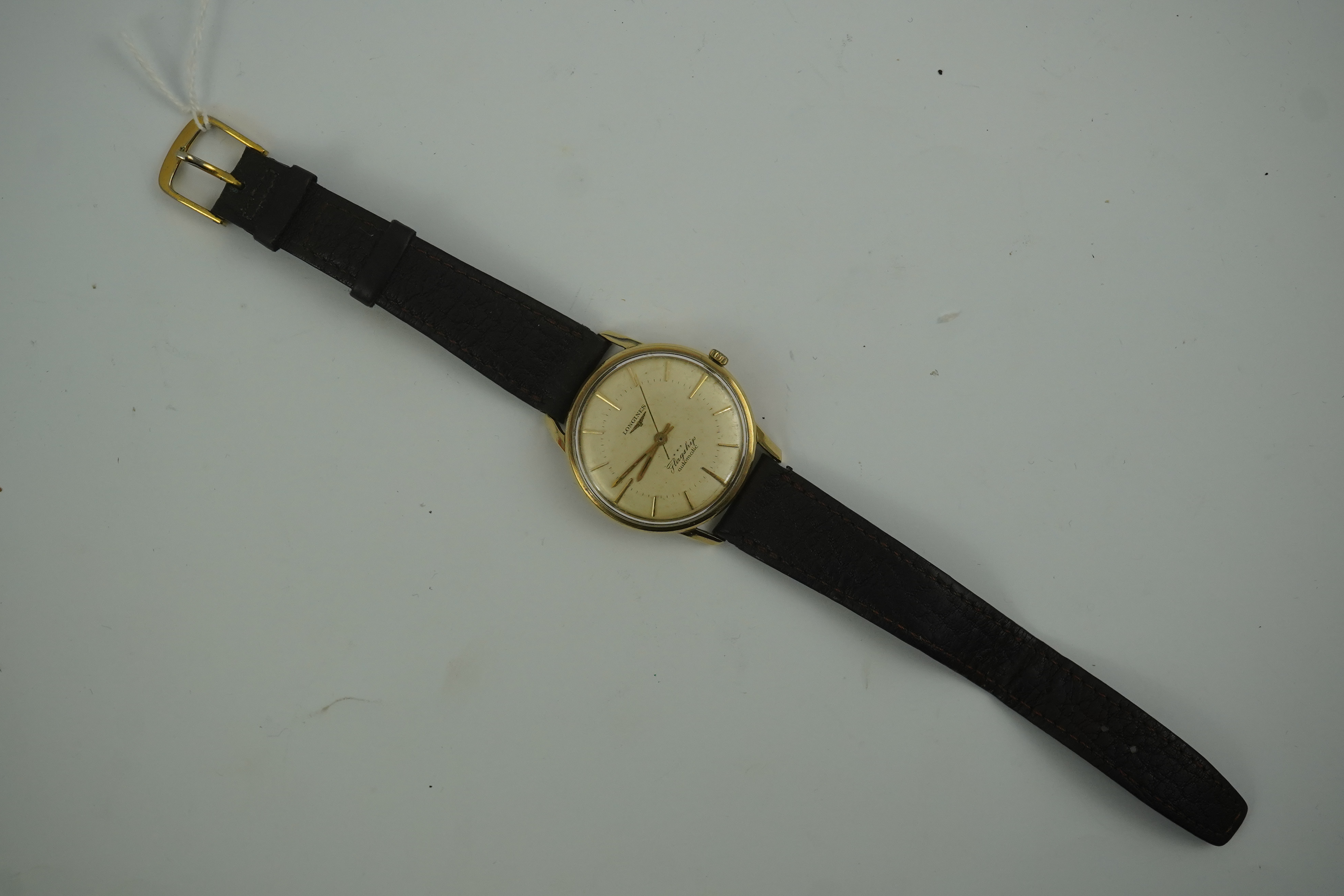 A gentleman's 1960's? 9ct gold Longines Flagship automatic wrist watch